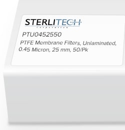 Sterlitech Corporation PTFE Unlaminated Membrane Filters, 0.45 micron, 25mm, 50/Pk