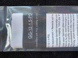 Neuvitro Poly-D-lysine coated sterile German glass coverslips for cell culture, 12mm dia #1.5 thick 90/pk, ready to use in cell culture.