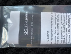 Neuvitro Laminin coated sterile German glass coverslips for cell culture, 12mm dia #1 thick 60/pk, ready to use in cell culture.