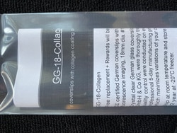 Neuvitro Collagen coated sterile German glass coverslips for cell culture, 18mm dia #1 thick 90/pk, ready to use in cell culture.