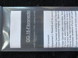 Neuvitro Fibronectin coated sterile German glass coverslips for cell culture, 18mm dia #1 thick 60/pk, ready to use in cell culture.