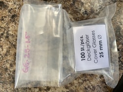 Neuvitro&nbsp;CE certified German glass coverslips for cell culture and confocal /IHC imaging, 25mm diameter #1.5 thick 100 /pk untreated