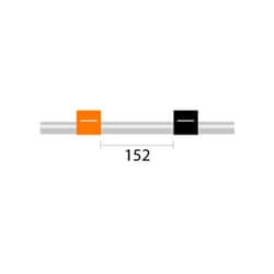 Glass Expansion&nbsp;Contour Flared End PVC Pump Tube 2tag, 152mm spacing, 0.13mm ID, Orange/Black (PKT 6)
