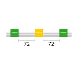 Glass Expansion&nbsp;Contour Flared End PVC Pump Tube 3tag, 72mm spacing, 0.44mm ID, Green/Yellow (PKT 6)