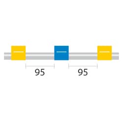 Glass Expansion&nbsp;PVC Pump Tube 3tag, 95mm spacing, 1.52mm ID, Yellow/Blue, 95mm between tags (PKT 12)