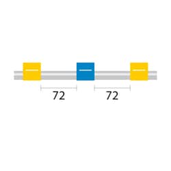 Glass Expansion&nbsp;Contour Flared End PVC Pump Tube 3tag, 72mm spacing, 1.52mm ID, Yellow/Blue (PKT 6)