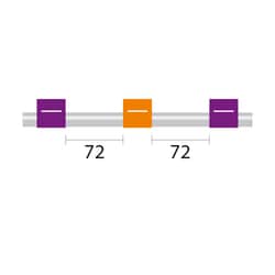 Glass Expansion&nbsp;Contour Flared End PVC Pump Tube 3tag, 72mm spacing, 2.54mm ID, Purple/Orange (PKT 6)