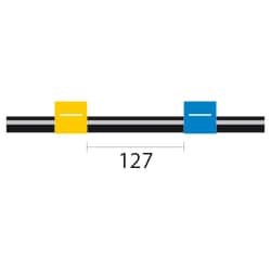 Glass Expansion&nbsp;Contour Flared End Viton Pump Tube 2tag, 127mm spacing, 1.52mm ID, Yellow/Blue (PKT 6)