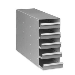 Eppendorf 3P Upright freezer rack: CryoCube F740 series (3-compartment), Innova U360, U535, 20 boxes per rack, 3 in/76 mm, drawer, aluminum