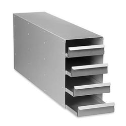 Eppendorf 3P Upright freezer rack: U410 series, CryoCube F440/ F570 series, CryoCube F740 series  (5-compartment), 16 boxes per rack, 2 in/53 mm, drawer, aluminum
