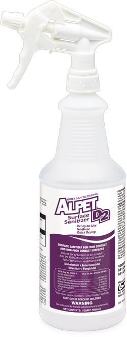BEST SANITIZERS Alpet D2 Surface Sanitizer / Disinfectant, Quart Bottles,