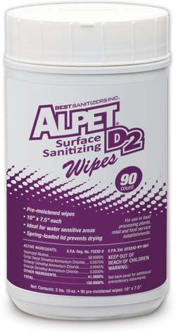 BEST SANITIZERS Alpet D2 Surface Sanitizing Wipes, 90 ct. Heavy Duty