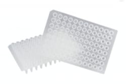 Biotang Inc&nbsp;96-well PCR plate, Nonskirt, Natural. 100/case. For use with MB (MegaBACE) cyclers and DNA analyzers. Real-time PCR compatible. Dnase, Rnase, Human DNA, Pyrogen, PCR Inhibitors Free