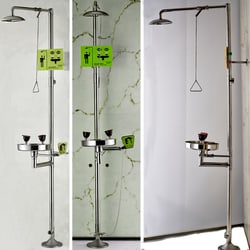 Azzota Corp Shower Safety Station W/Eyewash Bowl, Shower Height: 88 Inch To 91 Inch, Shower Head Diameter: 8 Inch, Eye Wash Height: 37 Inch To 41 Inch, Eye Wash Bowl Diameter: 13 Inch, M...