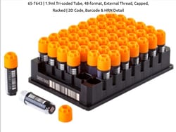 Azzota Corp 480 UNITS FLUIDX 48-FORMAT TRI-CODED TUBE, 1.9ML EXTERNAL THREAD,