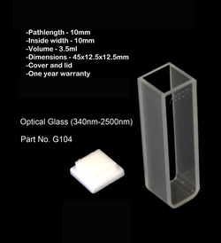 Azzota Corp 10mm Pathlength Standard Cuvette  3.5Ml - Pathlength 10mm - Inside Width 10mm  Volume 3.5Ml  Dimensions 45X12.5X12.5mm; Cover And Lid, Glass (340Nm-2500Nm)