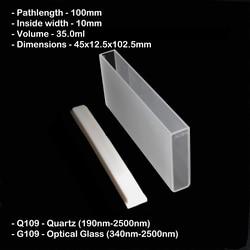 Azzota Corp 100mm Pathlength Standard Cuvettes, Glass, 35Ml