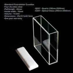 Azzota Corp 40mm Pathlength Standard Fluorometer Cuvette, 14Ml, Glass
