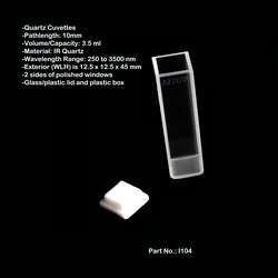 Azzota Corp 10mm Standard Ir Quartz Cuvette, 3.5Ml Pathlength: 10mm Volume/Capacity: