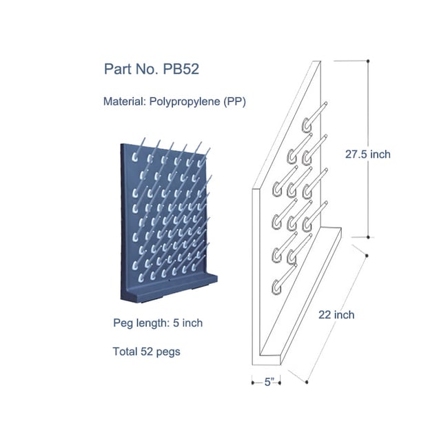Azzota Corp Black Pp (Polypropylene) Pegboard, Benchtop/WallMount