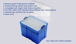 Azzota Corp 200Ul Pipette Tips, Clear, Sterile, Rack Of 96, Quantity: Each