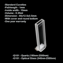 Azzota Corp 1mm Pathlength Standard Cuvettes - 0.35Ml Pathlength - 1mm