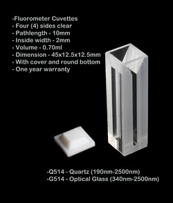 Azzota Corp 10mm Pathlength Fluorometer Cuvettes - 0.70Ml Four (4) Sides