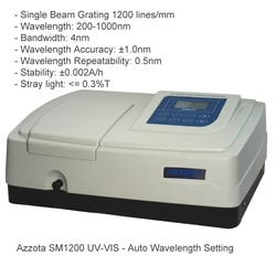 Azzota Corp Economic Digital Uv-Vis Spectrophotometer, Wavelength 200-1000Nm, 4Nm Bandwidth, 128 X 64 Lcd. Auto Wl Setting. Usb Connection. Can Display 15 Standard Curves & 50 Groups Of Data.