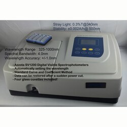 Azzota Corp Economic Digital Vis Spectrophotometer, Wavelength 325-1000Nm, 4Nm Bandwidth, 128 X 64 Lcd. Auto Wl Setting. Usb Connection. Can Display 15 Standard Curves & 50 Groups Of Data.