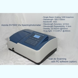 Azzota Corp Visible Spectrophotometer, 4Nm Bandwidth, 320-1100Nm, 128 X 64 Lcd. Automatically Set Wl. Usb Connection. Display/Save 200 Standard Curves/Data. W/ Kinetics Function. Pc Wl Scan Software Included.
