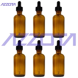 Azzota Corp 15Ml 1/2Oz Amber Glass Bottles With Glass Eye Dropper, 6Pk
