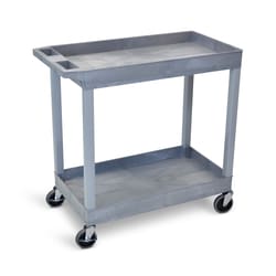 LUXOR Gray Two Tub Shelf Utility Cart - 18" x 35 1/4" x 34 1/4, Quantity: