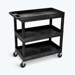 LUXOR Tub Storage Cart 3 Shelves - Black, 32
