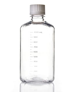 Foxx Life Sciences EZBio 1L (1,000mL) PETG Media Bottles, Sterile, Square Storage Bottles with 38-430mm White Closed VersaCap Closures, 12/PK