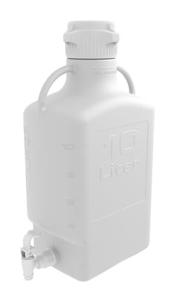 Foxx Life Sciences&nbsp;EZgrip 10L (2.5 Gal) HDPE Carboy with Leakproof Spigot, 83B VersaCap Closure, Large Pinched Handles