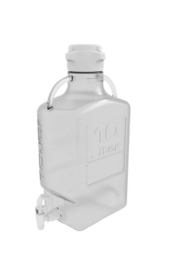 Foxx Life Sciences EZclear 10L (2.5 Gal) BPA-Free PETG Space Saving Carboy with 83mm (83B) VersaCap and 13L Max Capacity with Spigot Large Pinched Handles 