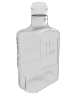 Foxx Life Sciences EZclear 10L (2.5 Gal) Polycarbonate (PC) Space Saving Carboy with 83mm (83B) VersaCap and 13L Max Capacity, Large Pinched Handles