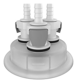Foxx Life Sciences VersaCap 83mm (83B) Carboy and Bottle Cap Adapters, Tangle Free Quick Connect Adapter, Three 1/4 Inch Detachable Hose Barbs for 1/4 Inch ID Tubing, for use with VersaCap 83mm Open Cap