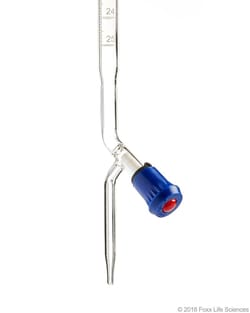 Foxx Life Sciences Borosil® Class A Burettes (Burets) with Ultimate Control Boroflo PTFE Screw Thread Keys, Individual Certificate, ASTM, 25mL, 5/CS