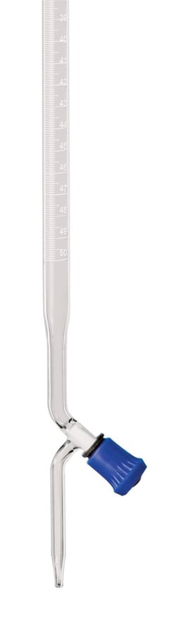 Foxx Life Sciences Borosil® Burettes, Boroflo fitted with Boroflo General Purpose Screw Thread PTFE Keys, Accuracy as per Class B, 50mL, 5/CS