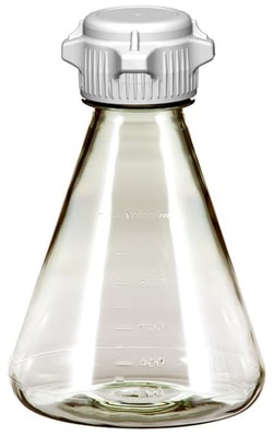Foxx Life Sciences Sterile Plastic Erlenmeyer Flasks for Cell Culture and Fermentation, 1L, Autoclavable Polycarbonate (PC), 53mm (53B) VersaCap