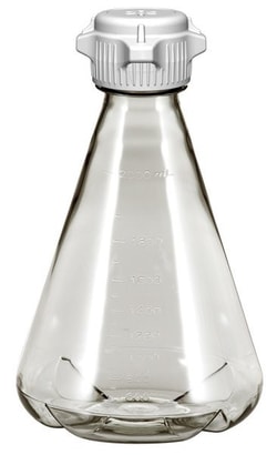 Foxx Life Sciences&nbsp;Sterile Vented Plastic Erlenmeyer Flasks for Cell Culture and Fermentation, 2L, Autoclavable Polycarbonate (PC), 53mm (53B) VersaCap with 0.2um PTFE Vent, Baffled Bottom