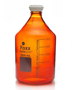 Foxx Life Sciences PUREGRIP Reusable Amber Light-Blocking Round Glass Media