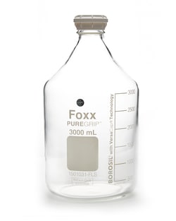 Foxx Life Sciences PUREGRIP Reusable Round Glass Media Storage Bottles