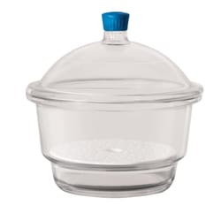 Foxx Life Sciences Borosil® Glass Desiccator with Porcelain Plate and Borosilicate Lid with Plastic Knob, Extra Small, (XS), 100 mm Diameter, 1/EA