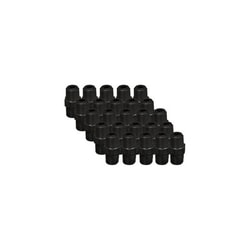 Foxx Life Sciences EZwaste HPLC Solvent Waste System, Replacement Fittings, Carbon Filter Port Fittings, Black Straight Threaded Union Fitting, 1/4 Inch MNPT Thread, 25/PK