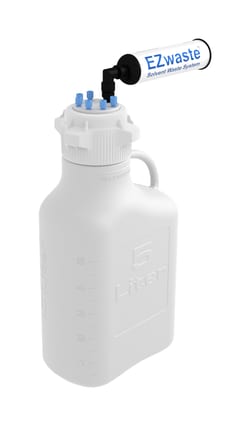 Foxx Life Sciences EZwaste HPLC Solvent Waste System, 5L Heavy Duty Reusable Carboy, 83mm (83B) VersaCap with Six (6x) Ports for 1/8 Inch O.D. Tubing