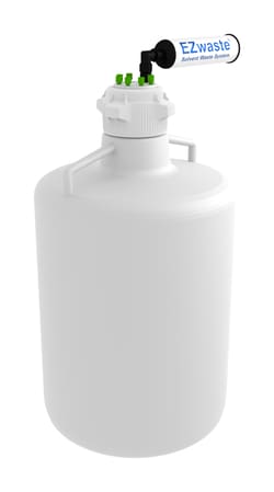 Foxx Life Sciences EZwaste HPLC Solvent Waste System, 20L Heavy Duty Round Carboy, 83mm (83B) VersaCap with Six (6x) Ports for 1/16 Inch O.D. Tubing