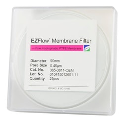 Foxx Life Sciences EZFlow Hydrophobic PTFE Membrane Filters, 0.45um, 90mm Diameter Filter Discs, 25/PK