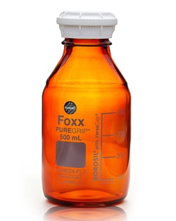 Foxx Life Sciences PUREGRIP Reusable Amber Light-Blocking Round Glass Media